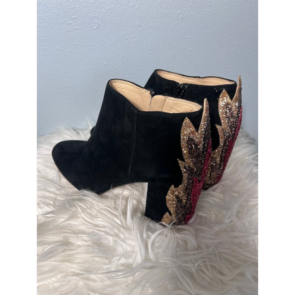 Katy Perry The Flame Black 9 Sequin Ankle Boots Heel Velvet Festival Glam Punk - Picture 2 of 11